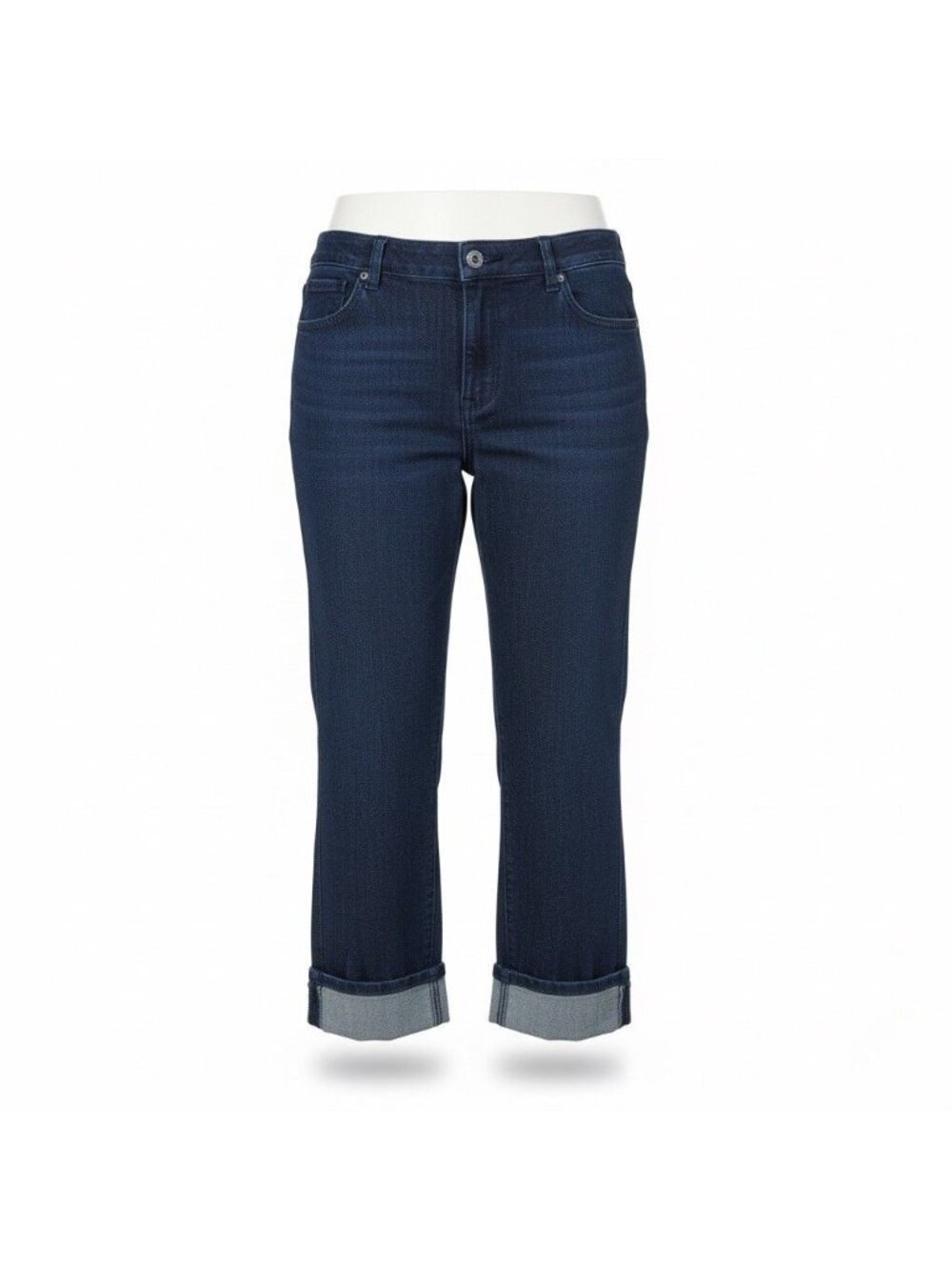 Gloria Vanderbilt Womens Dark Wash Denim Amanda Cuffed Capri Jeans Size 16S